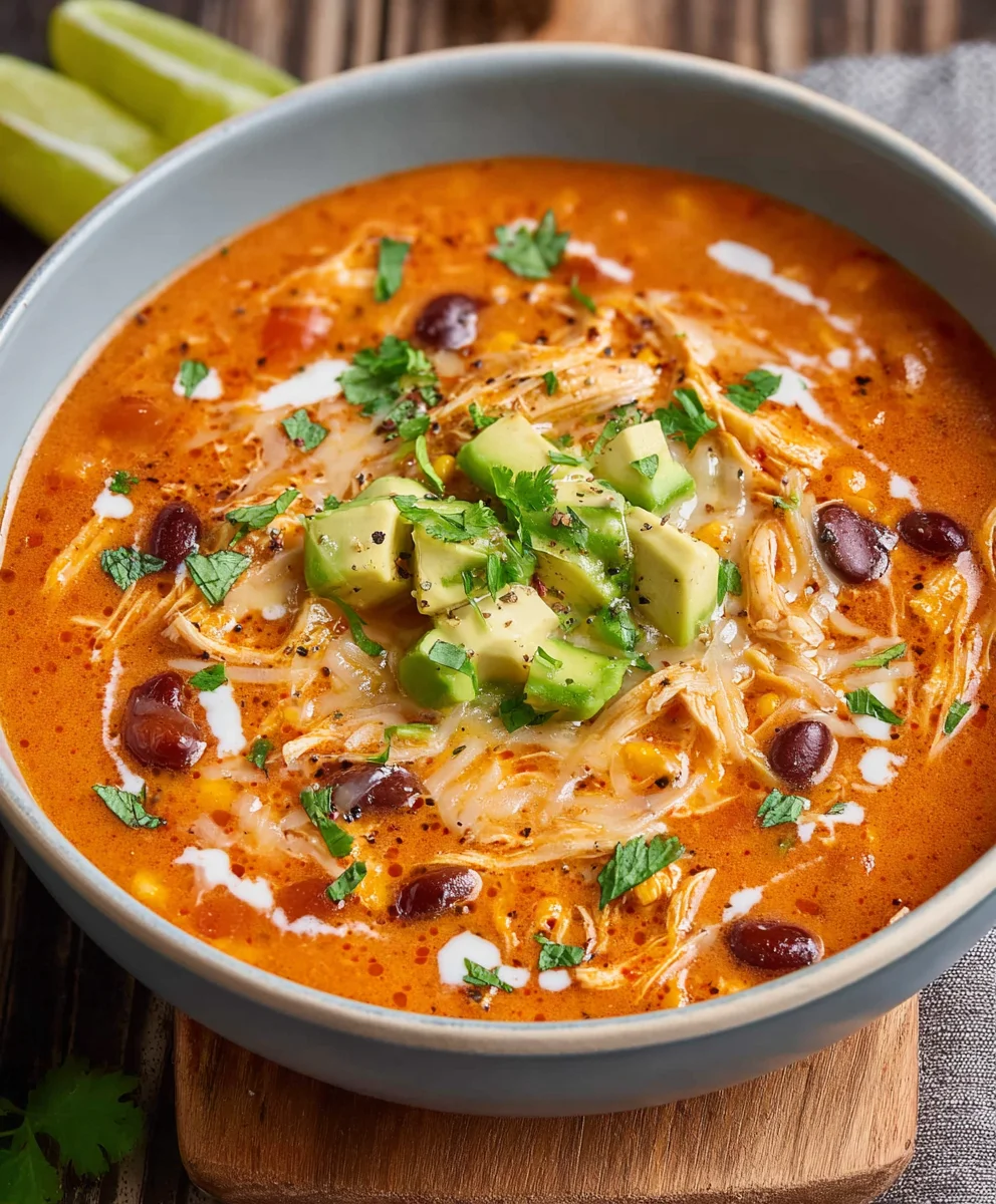 Creamy Chicken Enchilada Soup- Easy Weeknight Dinner
