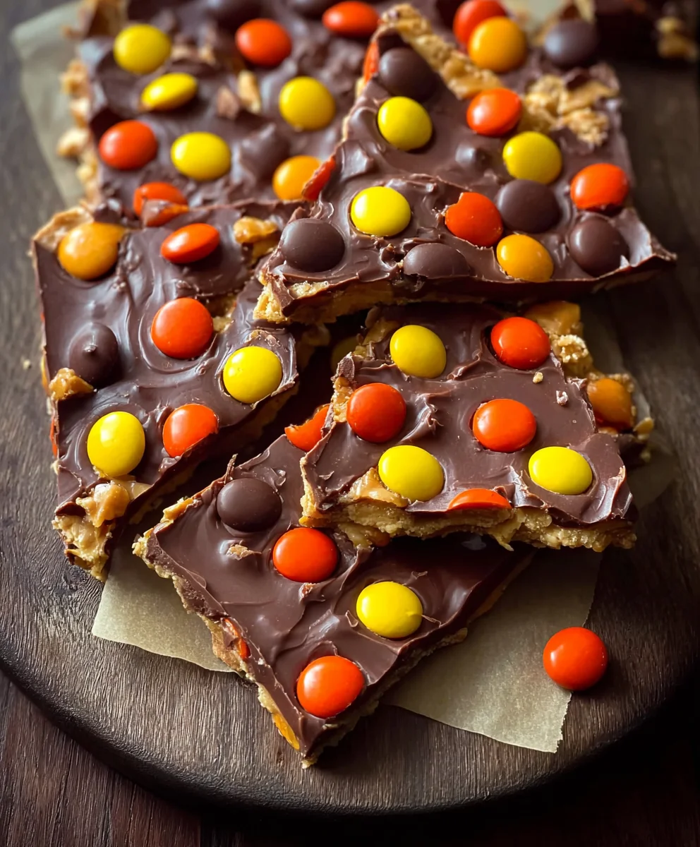 Reese's Pieces Peanut Butter Bark Recipe-Easy Treat