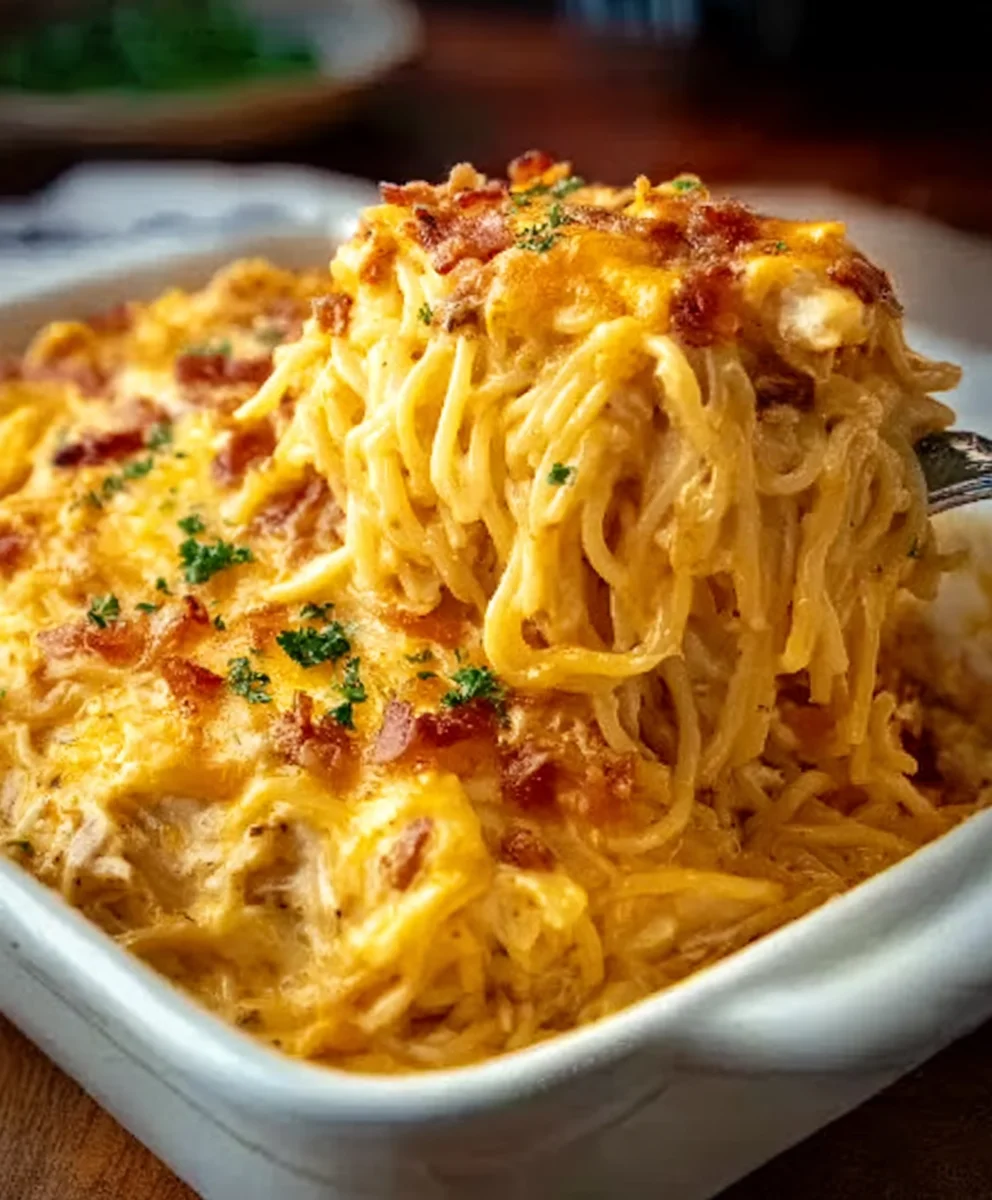 Spicy Southern Cheesy Chicken Spaghetti Casserole