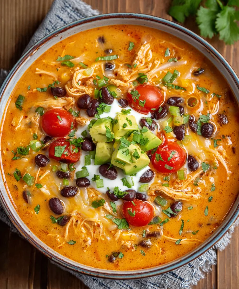 Creamy Chicken Enchilada Soup- Easy Weeknight Dinner