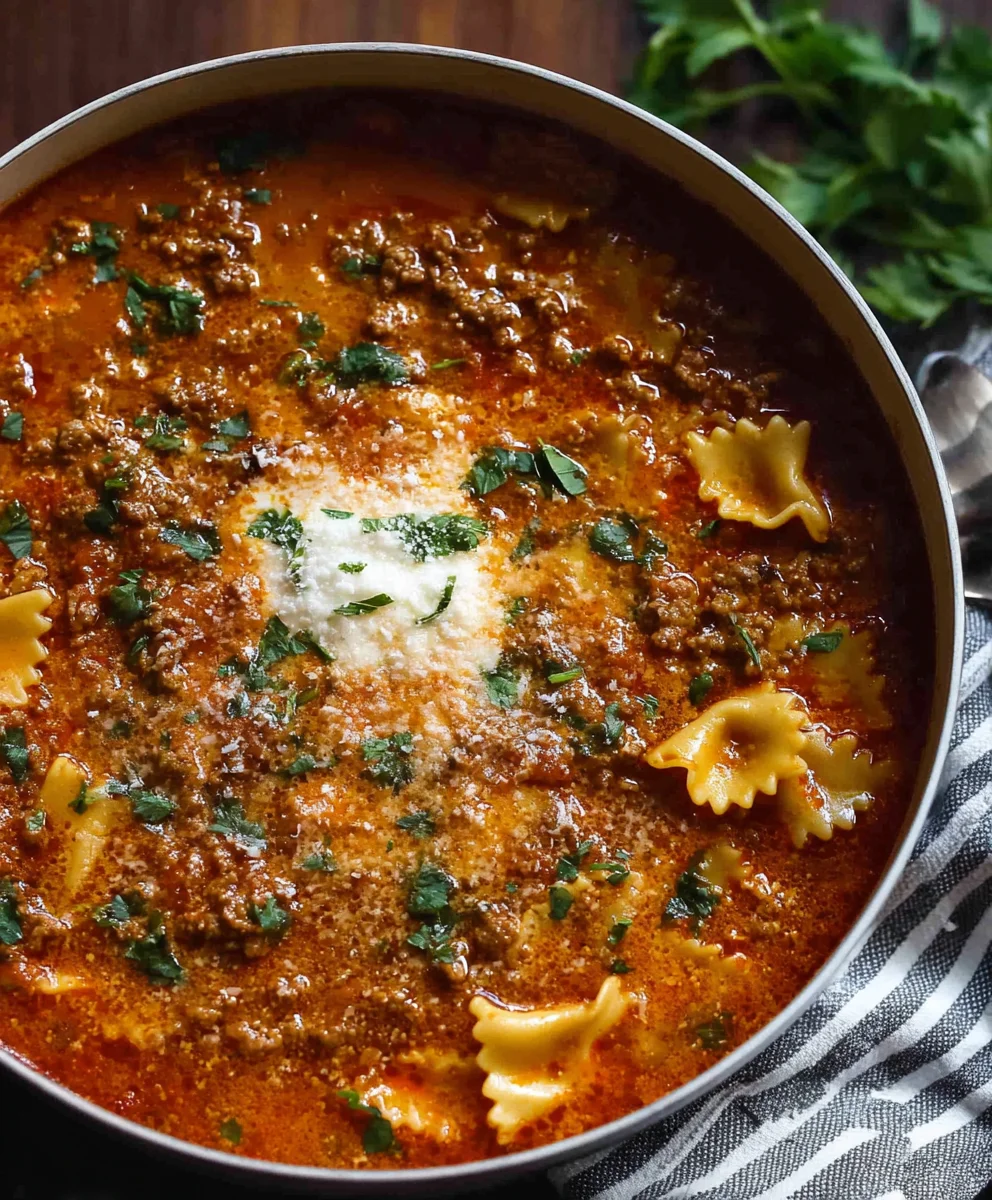Easy One Pot Lasagna Soup - Delicious Family Meal