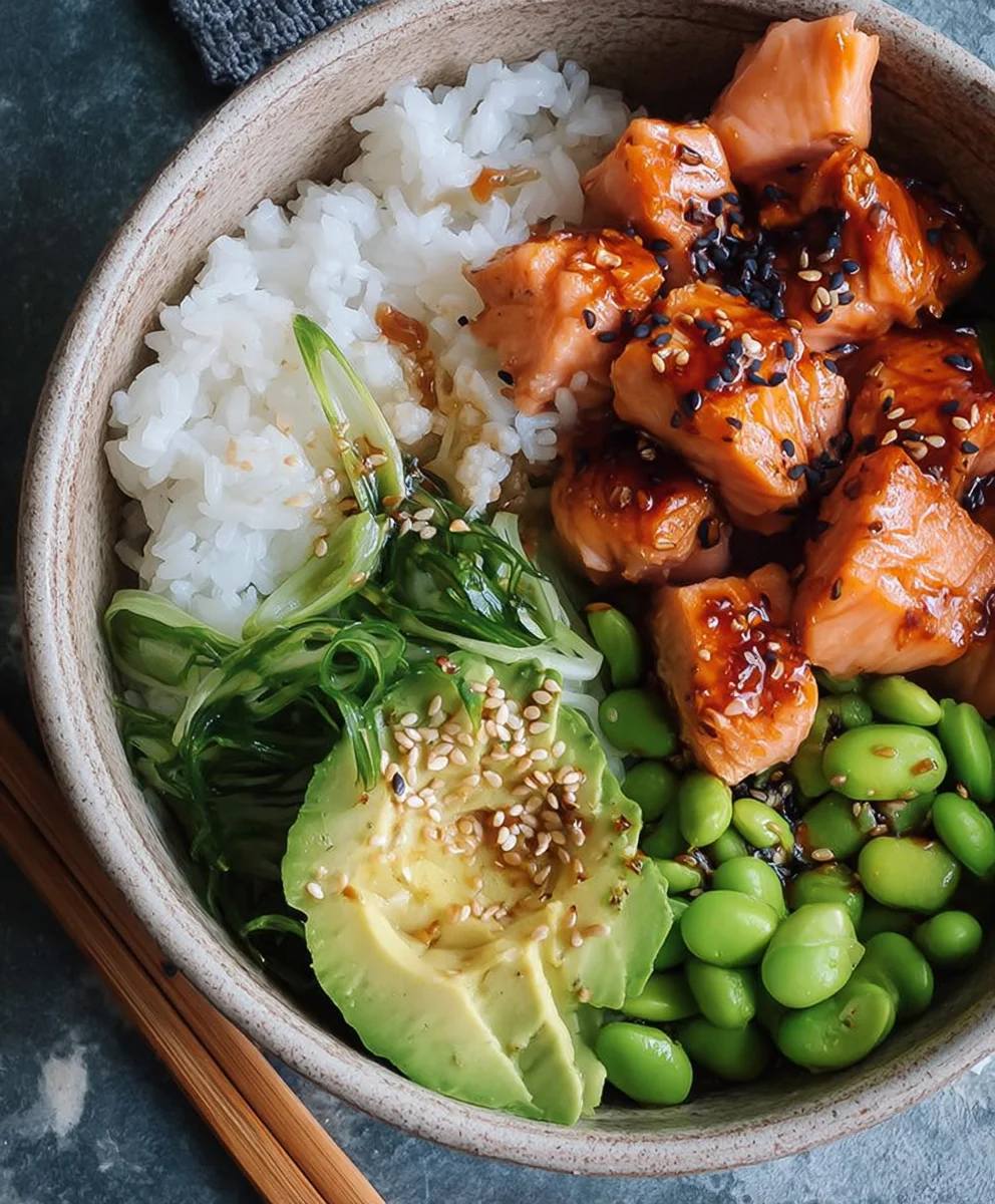 Easy Teriyaki Salmon Sushi Bowl - Gluten Free