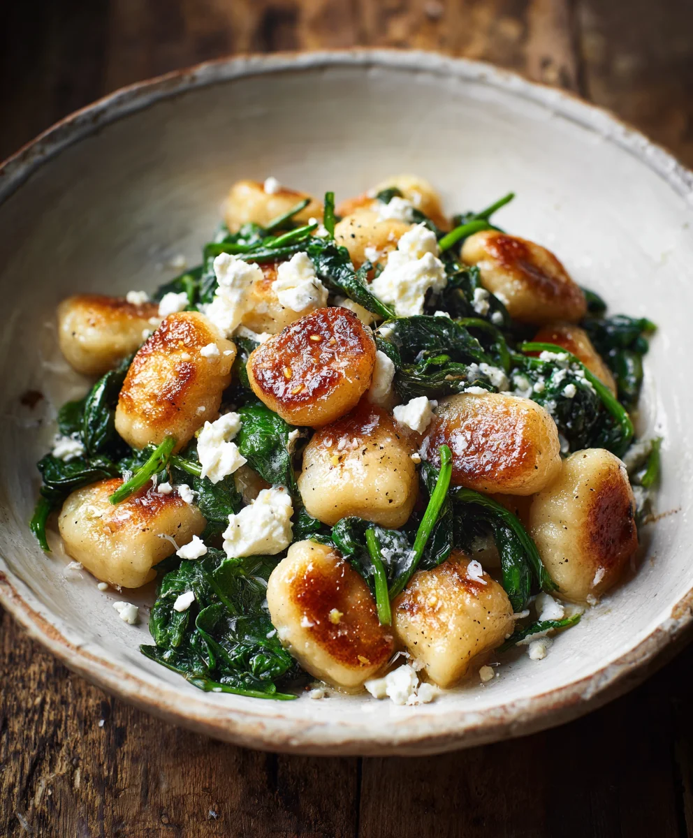 Crispy Gnocchi Spinach Feta Easy Recipe