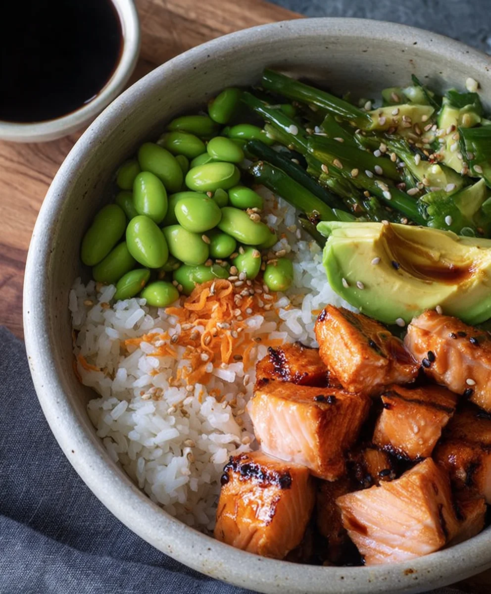 Easy Teriyaki Salmon Sushi Bowl - Gluten Free
