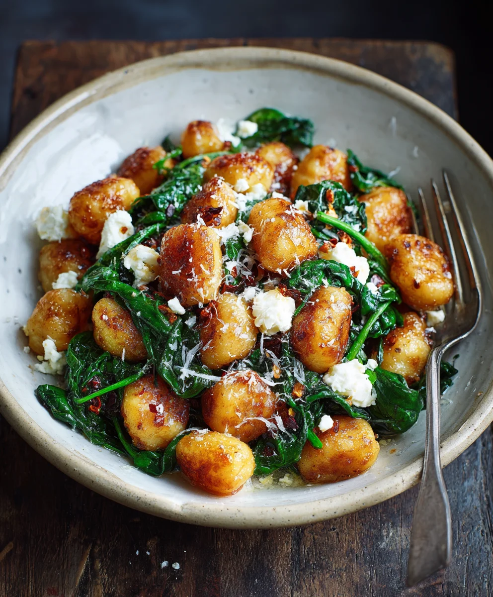 Crispy Gnocchi Spinach Feta Easy Recipe