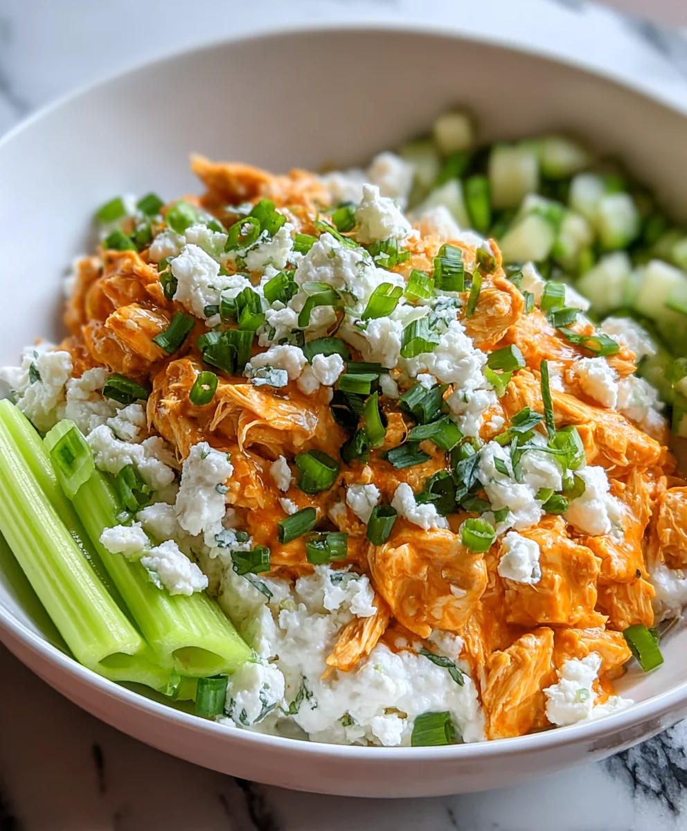 Buffalo Chicken Cottage Cheese Bowl-Healthy & Easy
