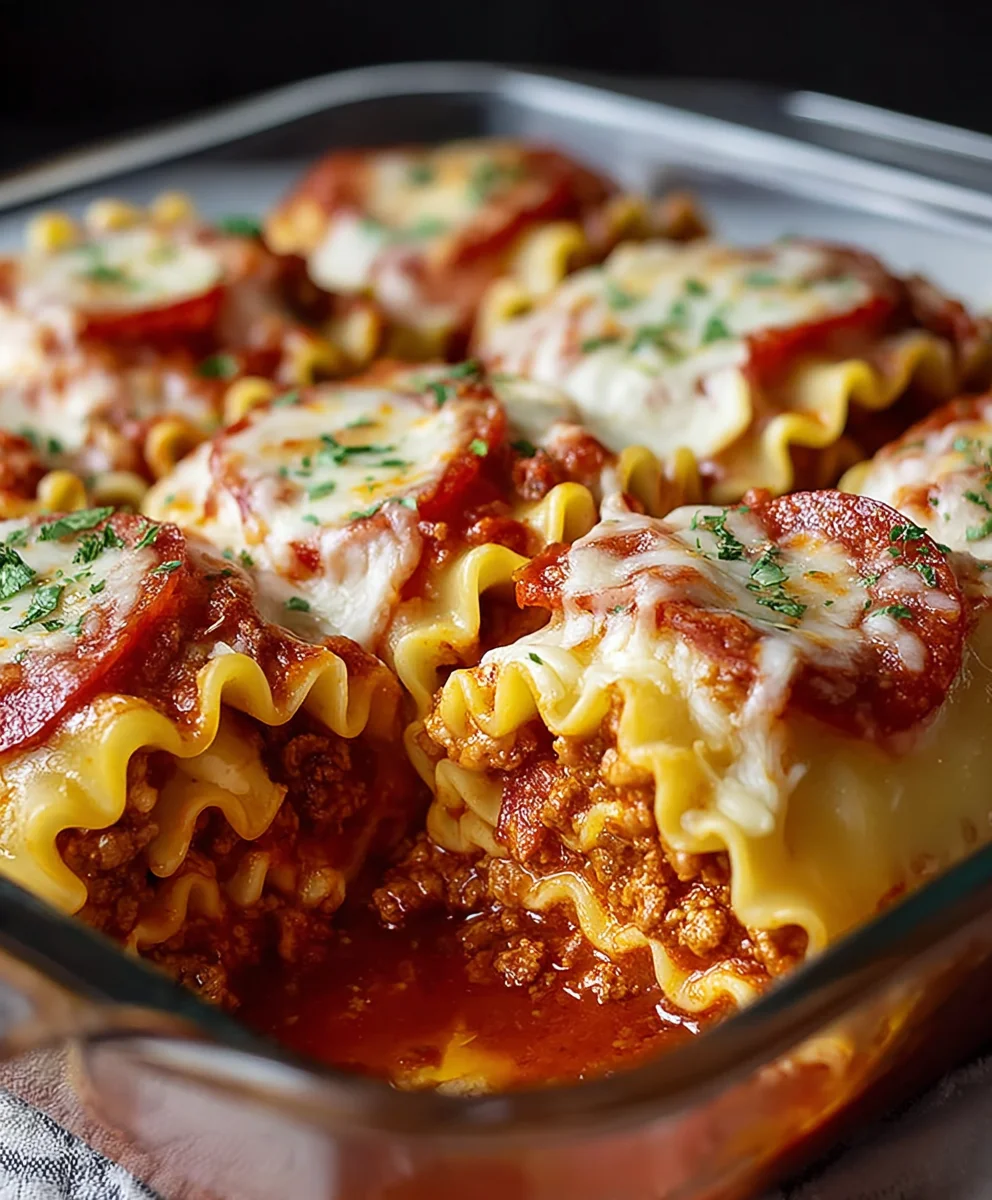 Beef Beef Pepperoni Pizza Lasagna Roll Ups