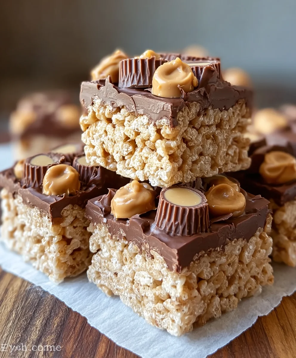 Peanut Butter Cup Rice Krispies Treats- Easy Recipe