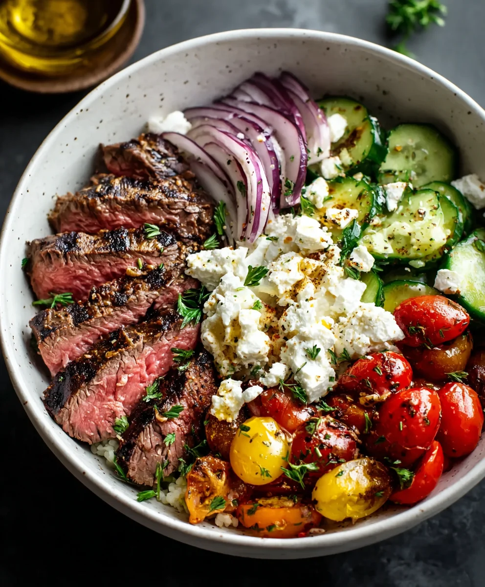 Mediterranean Steak Bowl-Easy Healthy Recipe