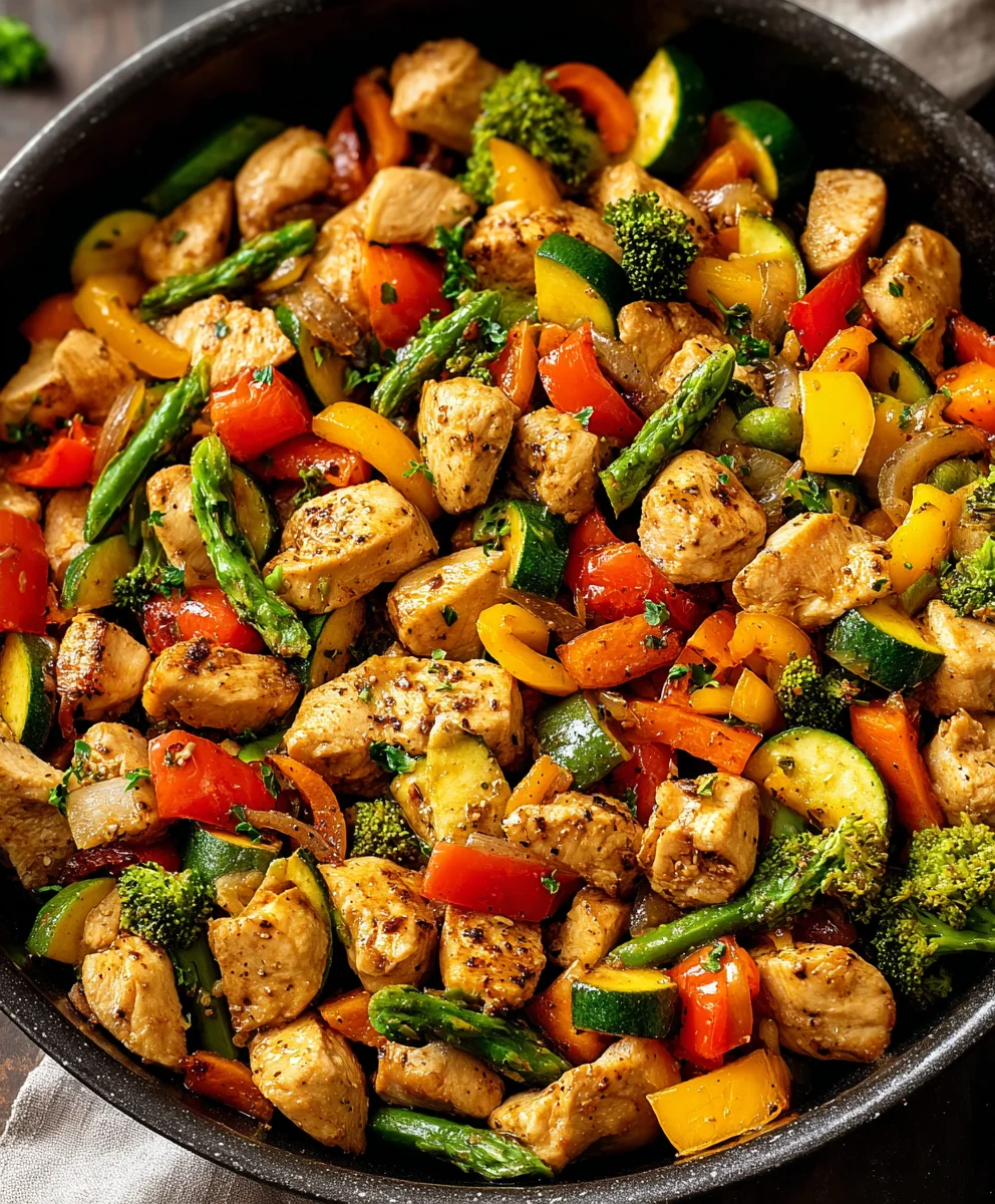 Healthy Chicken and Veggie Skillet- Easy Meal