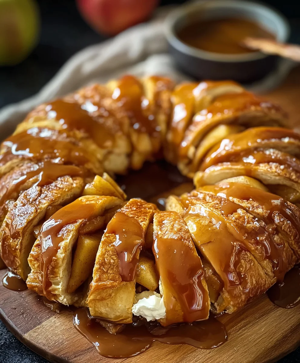 Caramel Apple Cream Cheese Crescent Ring Recipe