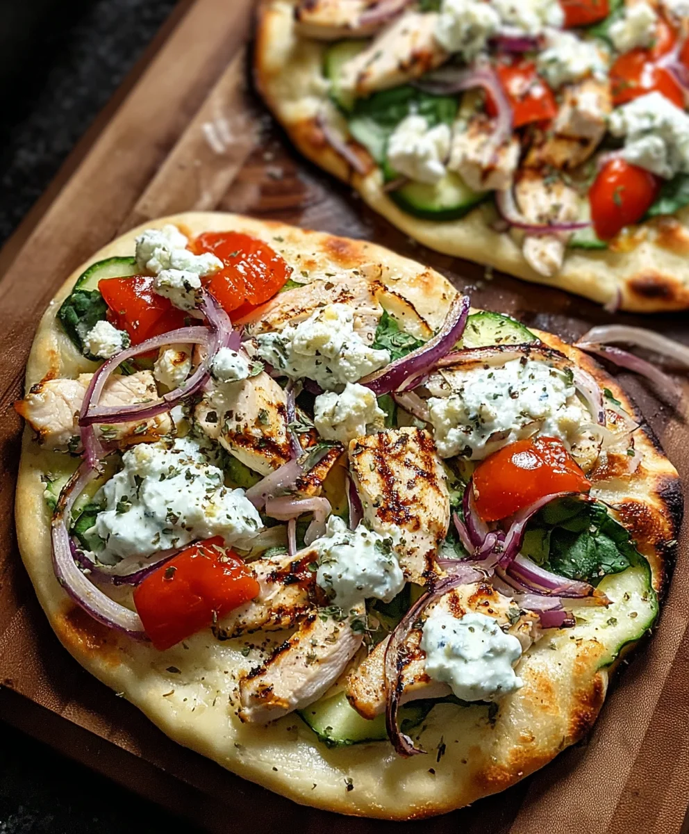 Tzatziki Chicken Naan Pizza - Easy Weeknight Meal