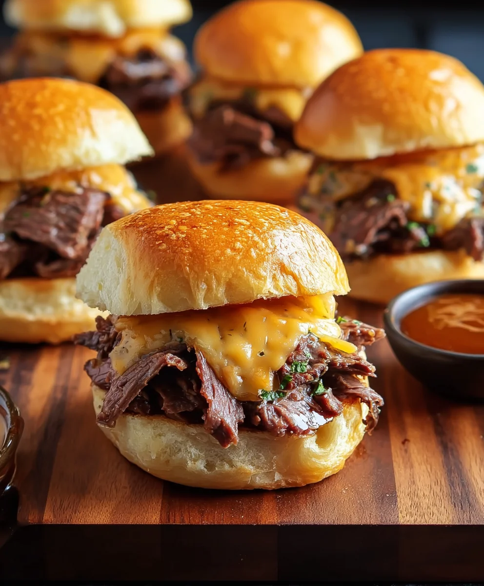 Juicy Roast Beef Cheddar Sliders- Easy Appetizer