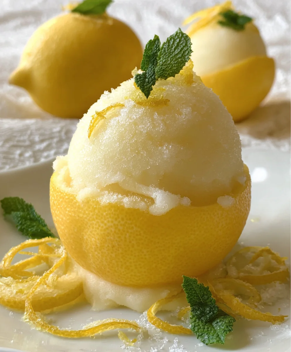 Lemon Sorbet - Frozen Lemon Shell Delight