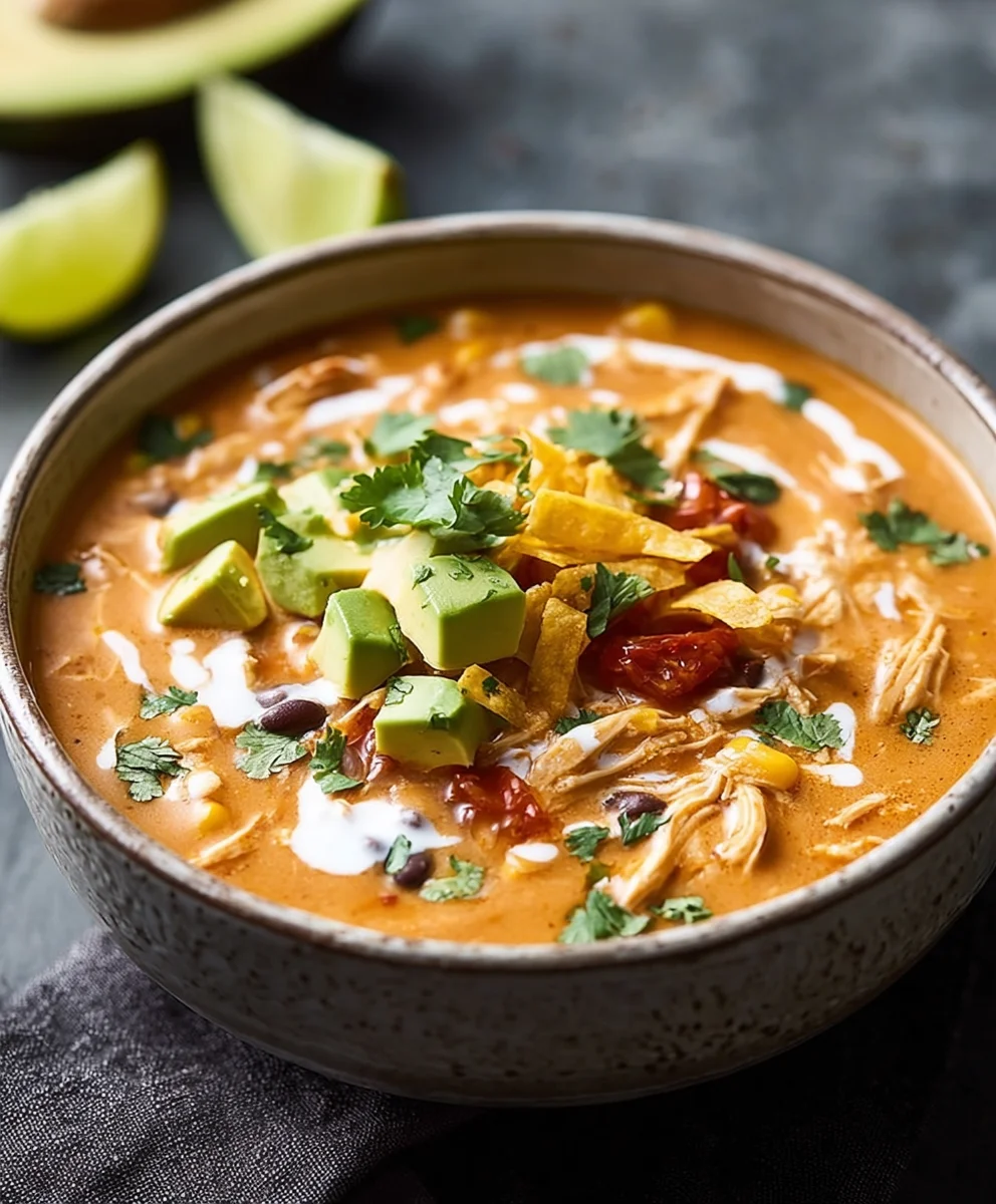 Creamy Chicken Enchilada Soup - Easy & Delicious