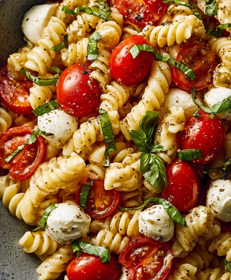 Creamy Caprese Pasta Salad- Easy & Delicious