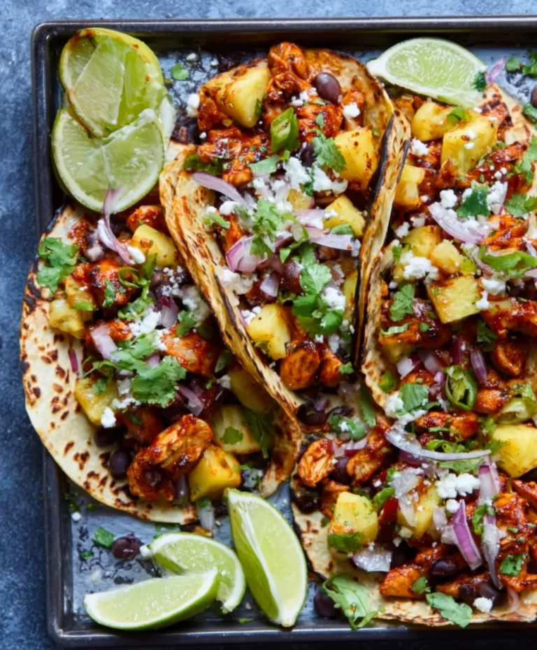 One Pan Chicken Pineapple Tacos-Easy Weeknight Meal