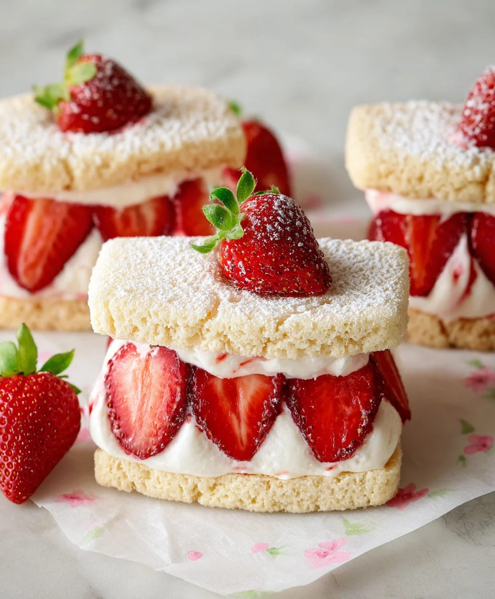 Sweet Strawberry Cream Sandwiches-Easy Dessert