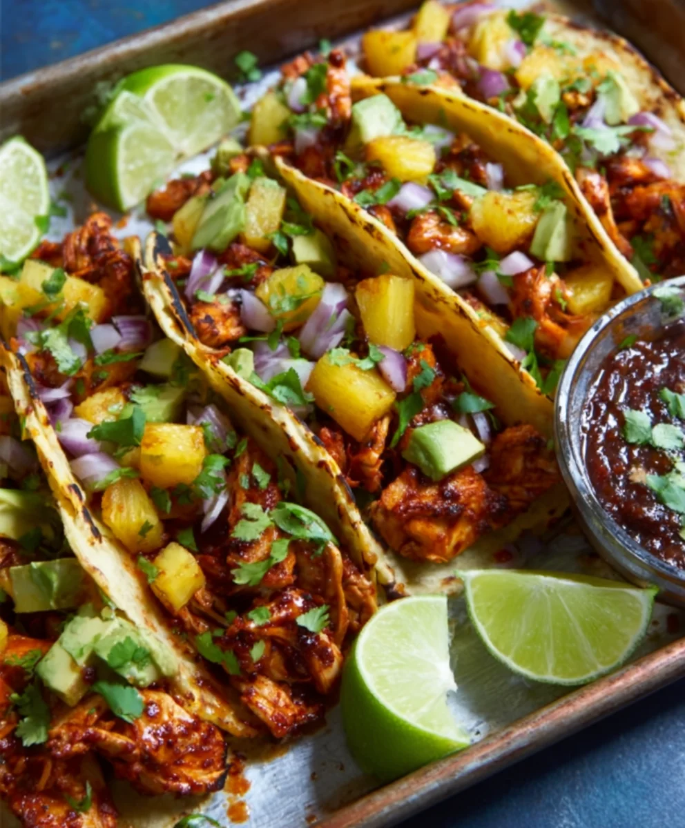 One Pan Chicken Pineapple Tacos-Easy Weeknight Meal