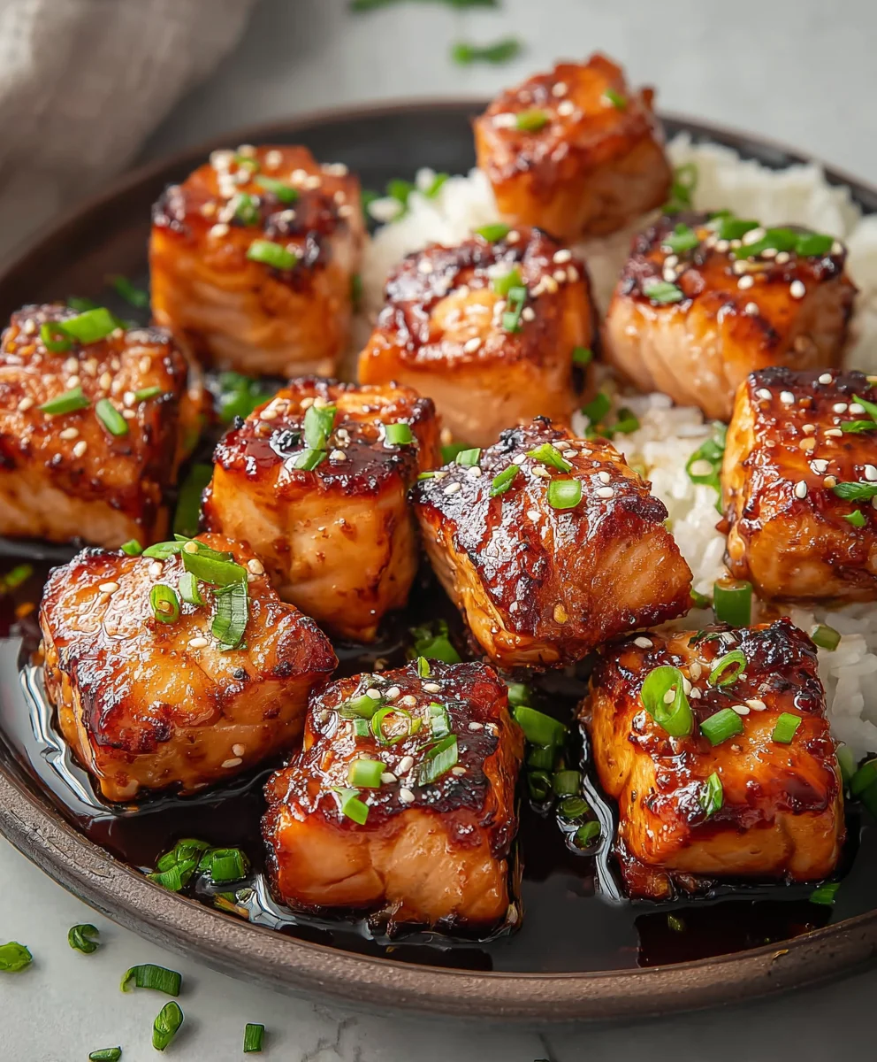 Quick Honey Garlic Salmon Bites Recipe