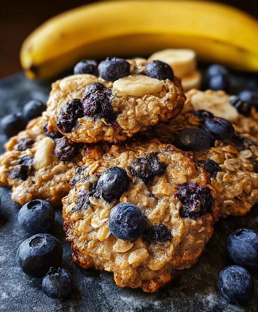 Easy Banana Blueberry Breakfast Cookies