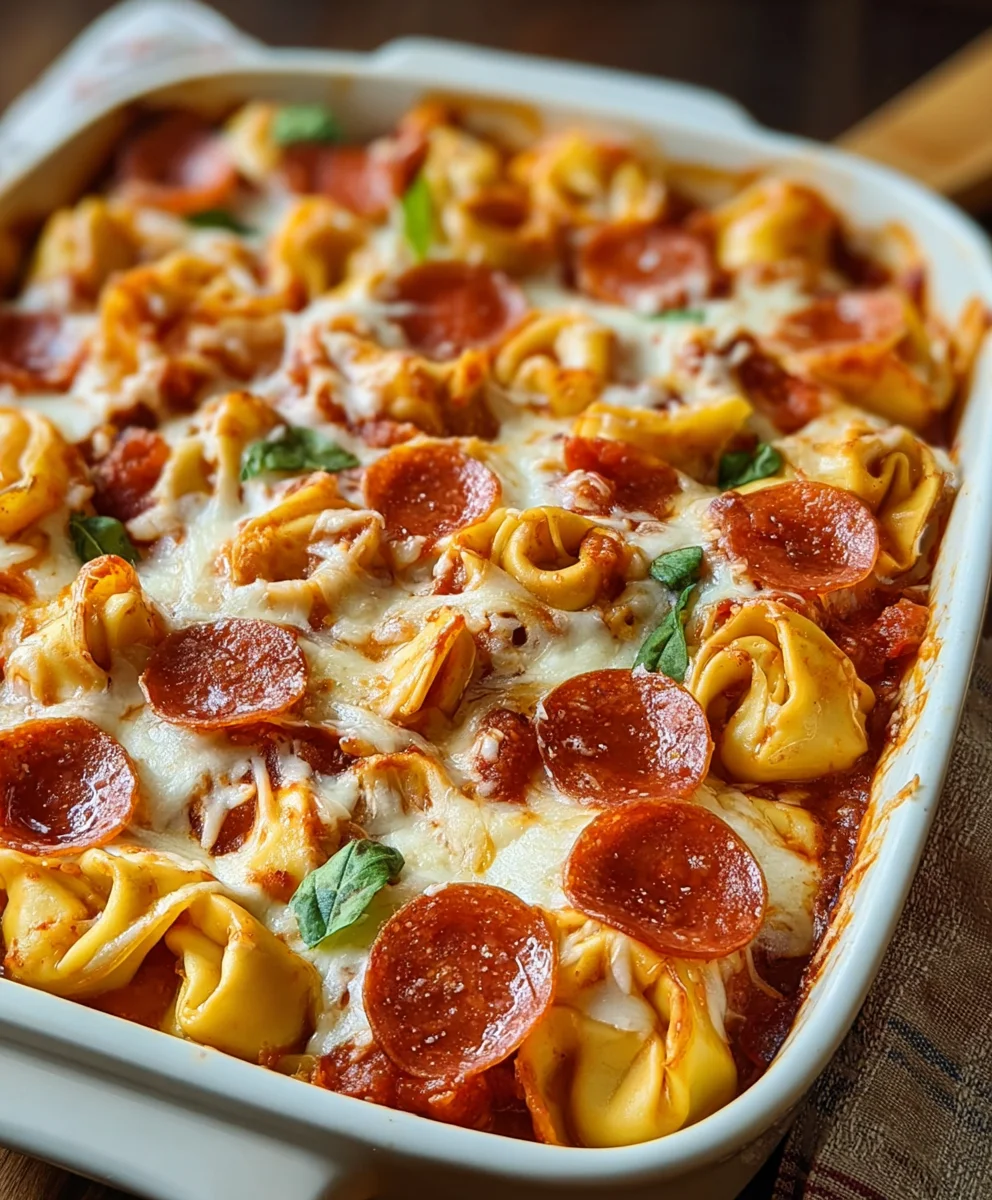 Beef Beef Pepperoni Tortellini Pizza Casserole