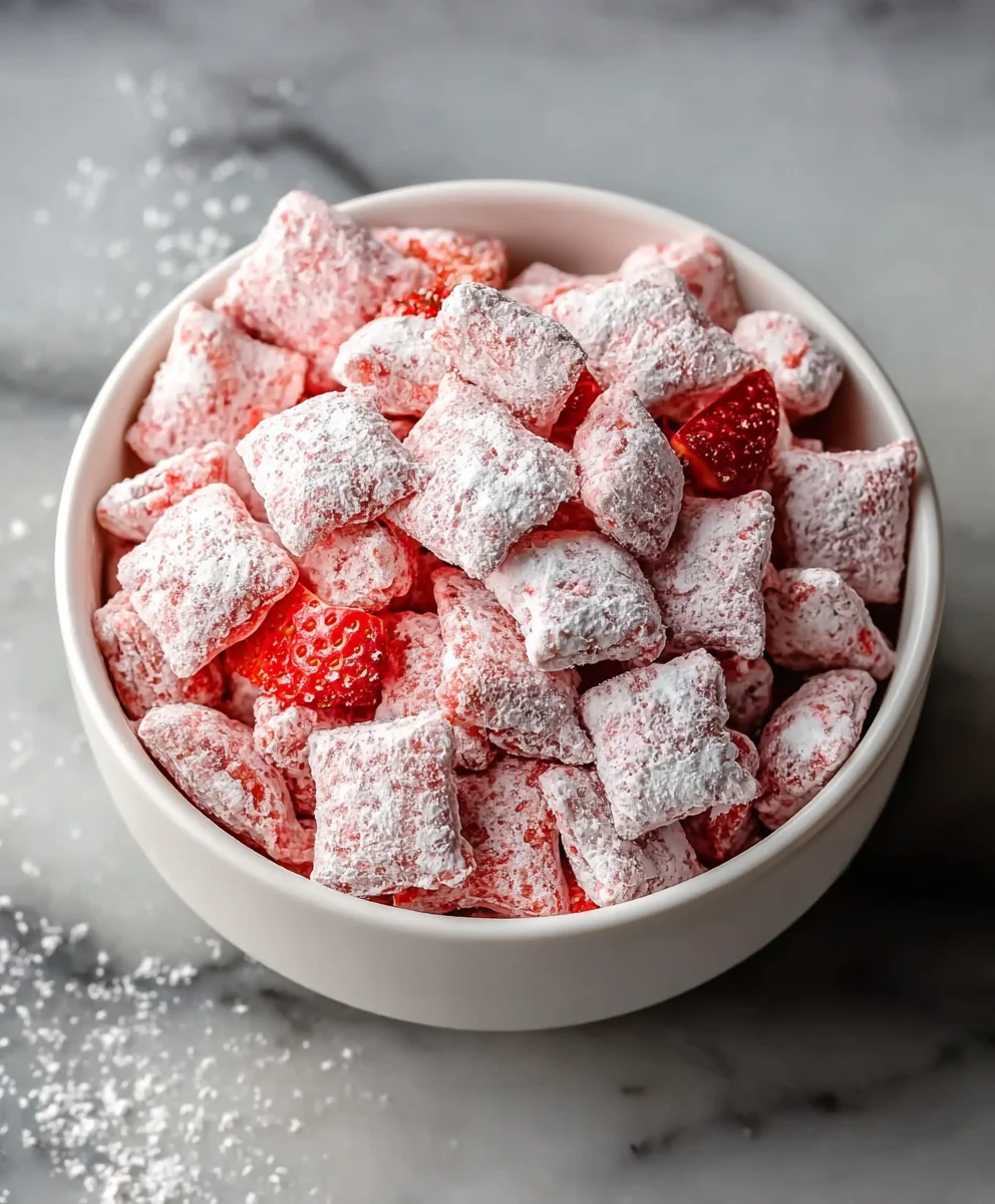 Easy Strawberry Shortcake Puppy Chow Recipe