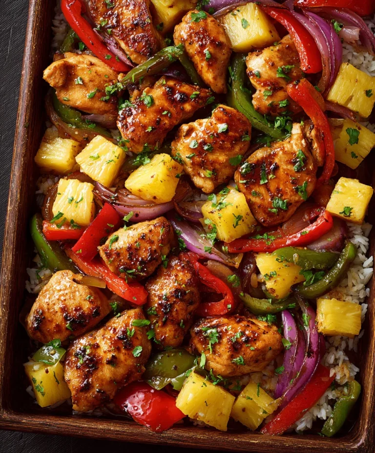 Easy Hawaiian Chicken Sheet Pan Dinner Recipe