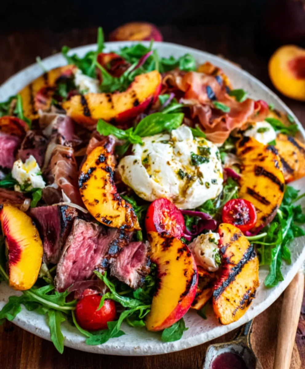 Grilled Nectarine Burrata Beef Beef Prosciutto Salad