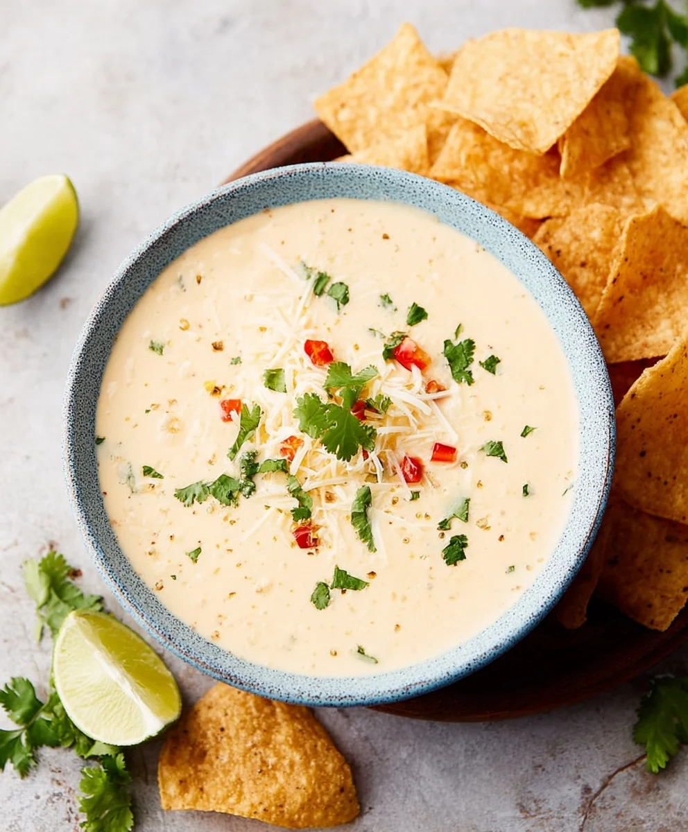 Easy Crockpot White Queso Dip Recipe - Creamy & Cheesy