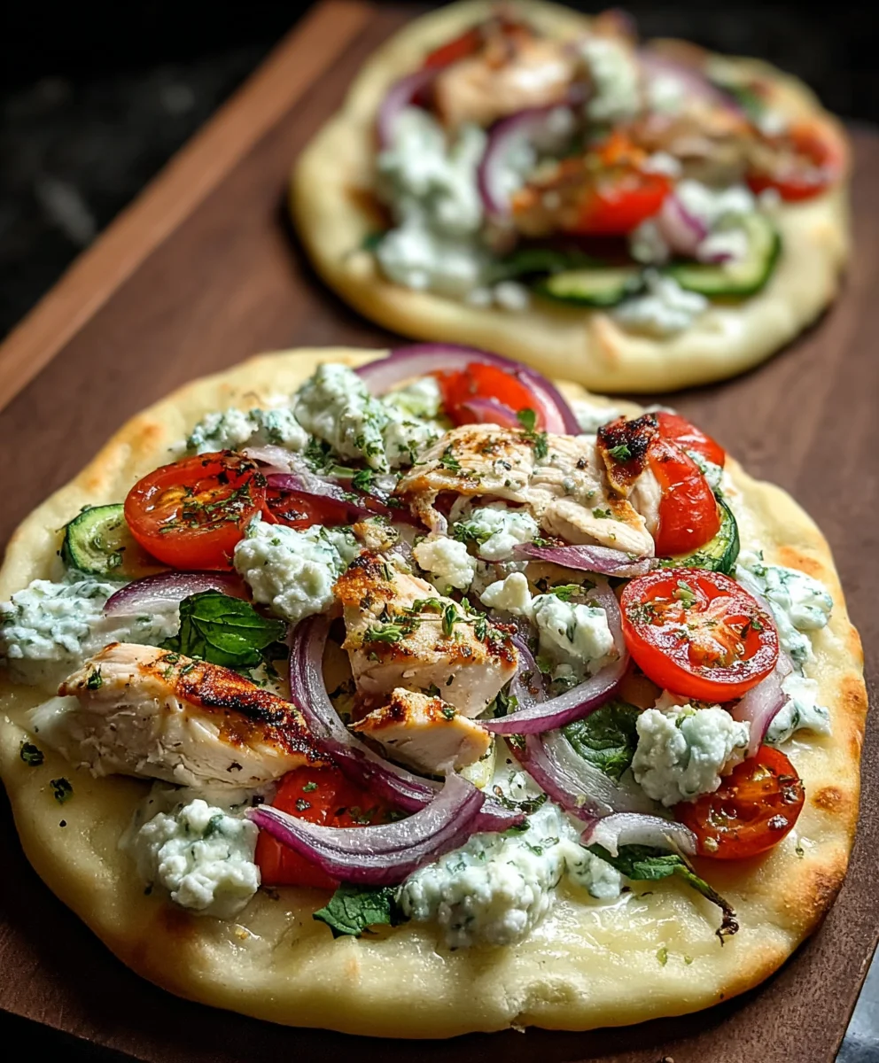 Tzatziki Chicken Naan Pizza - Easy Weeknight Meal