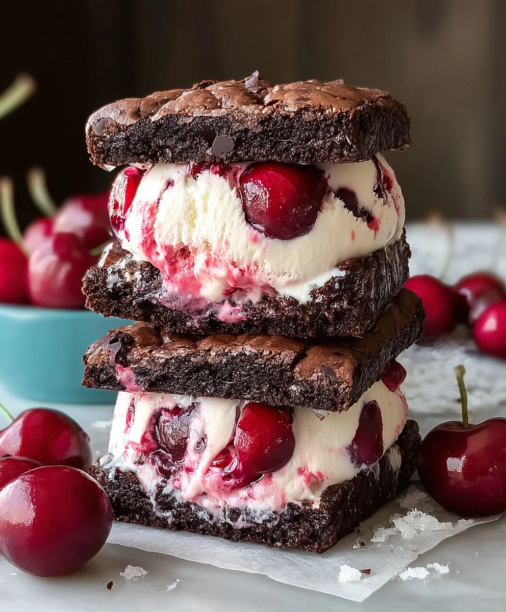 Cherry Brownie Ice Cream Sandwiches-Sweet Treat