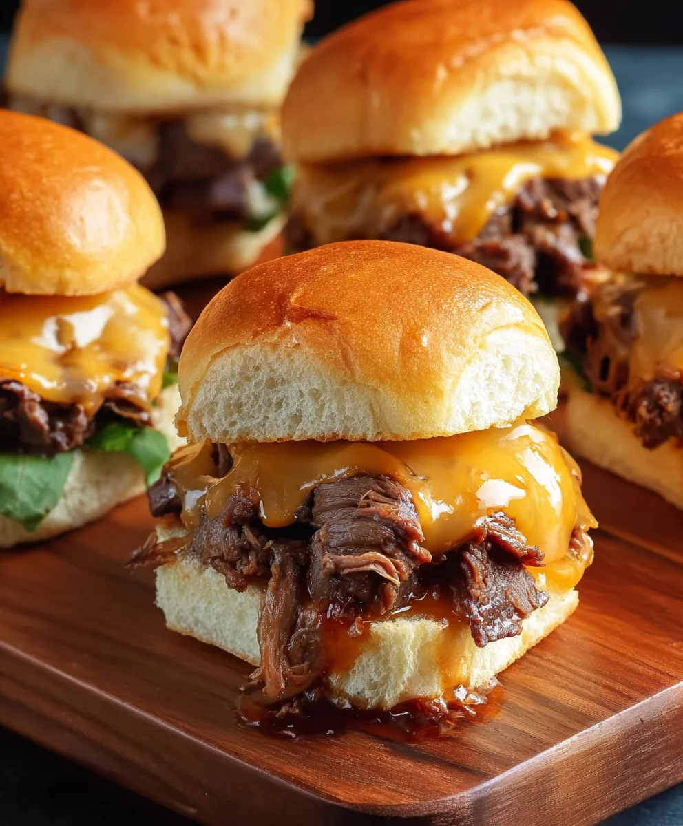 Juicy Roast Beef Cheddar Sliders- Easy Appetizer