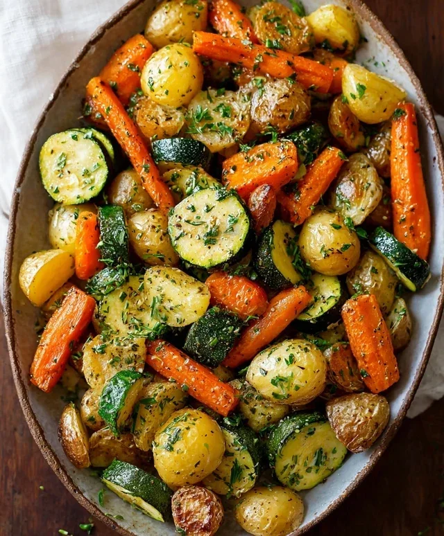 Garlic Herb Roasted Potatoes Carrots and Zucchini