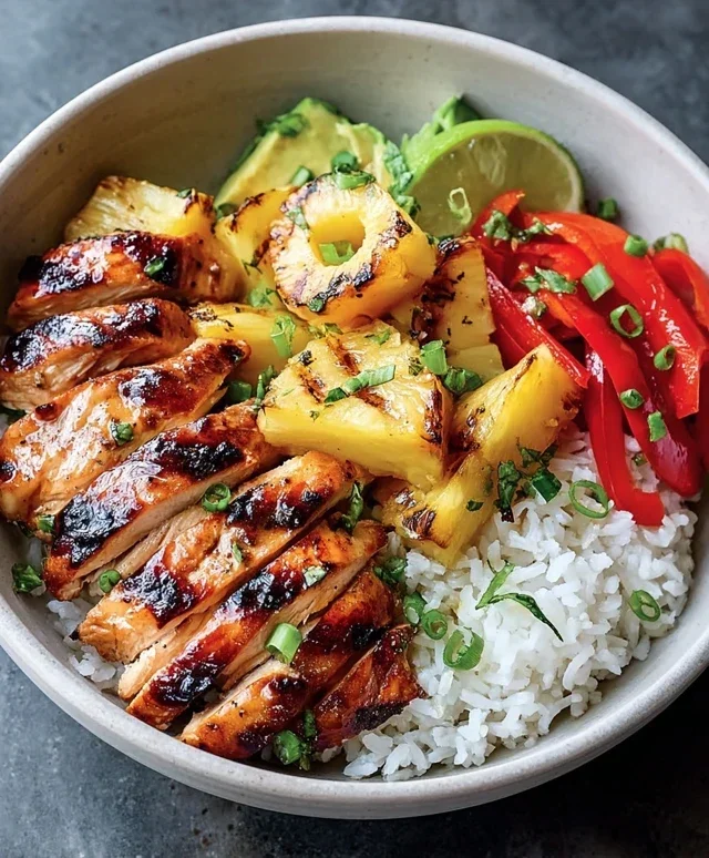 Grilled Chicken and Pineapple Bowls with Coconut Rice