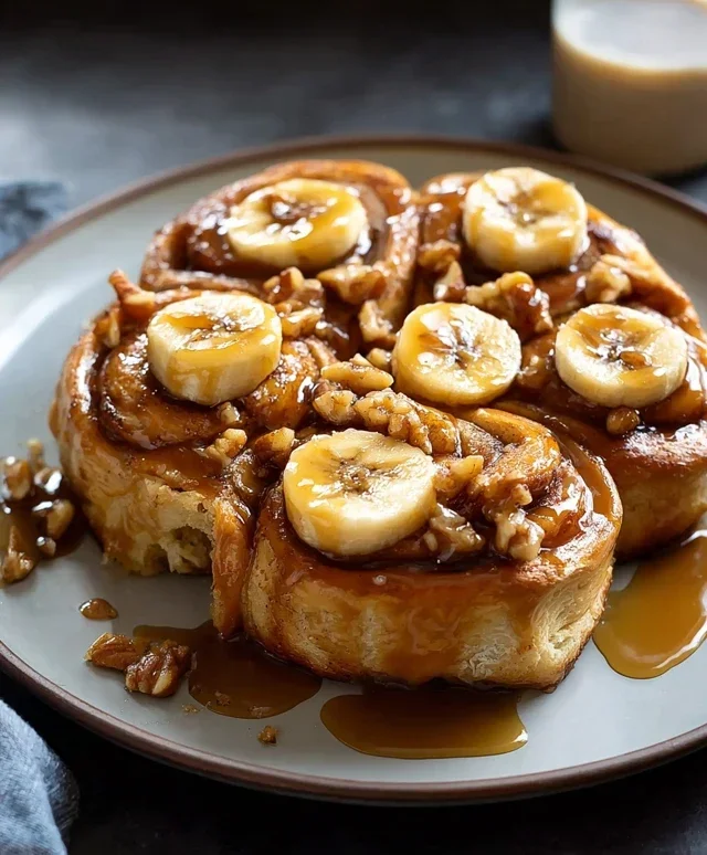 Bananas Foster Cinnamon Rolls