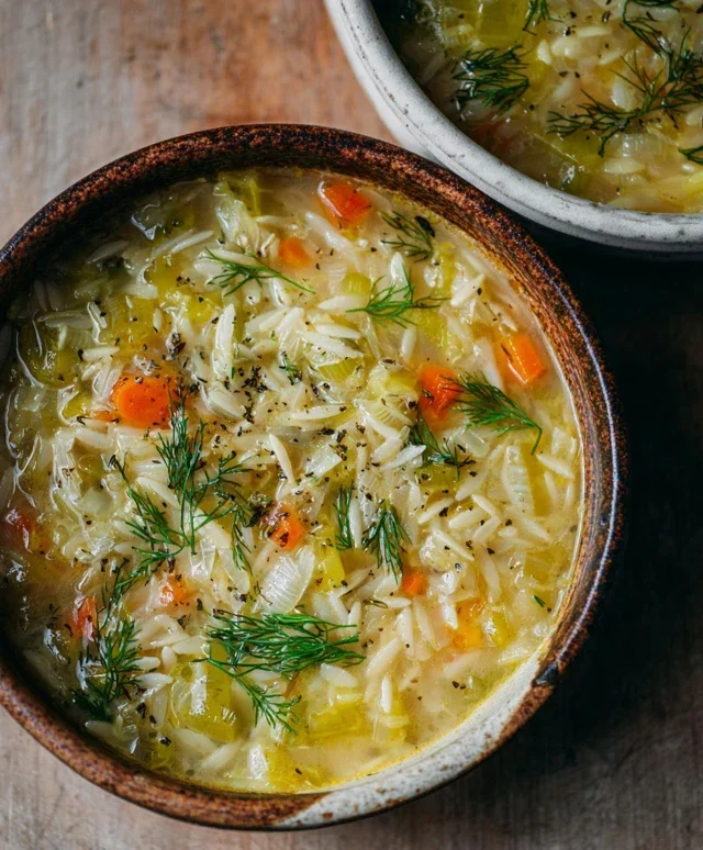 Orzo Leek and Dill Soup