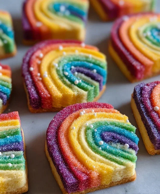 Piped Rainbow Shortbread Cookies