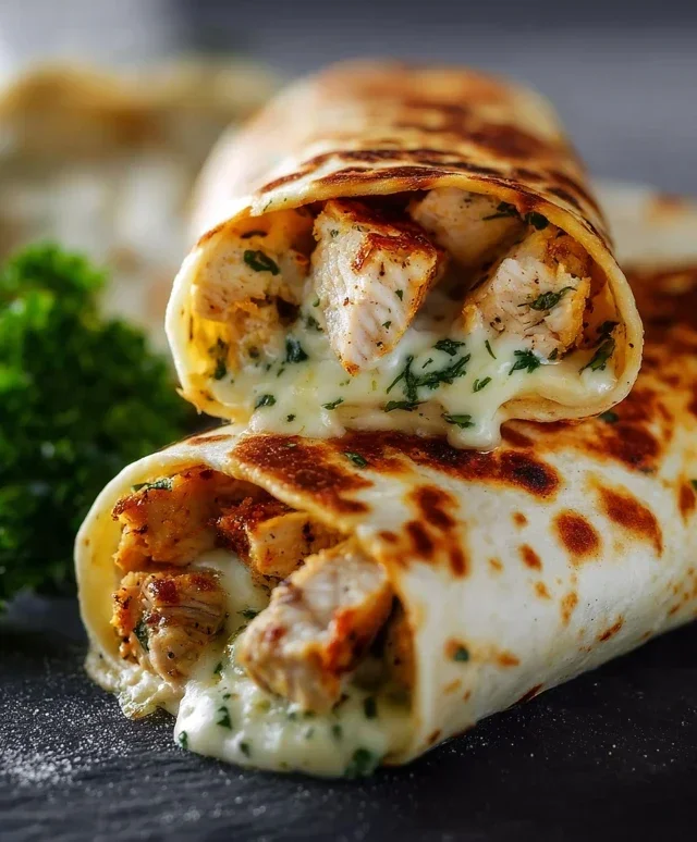 Low Carb Cheesy Garlic Chicken Wraps