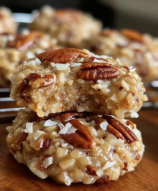 No Bake Pecan Coconut Praline Cookies