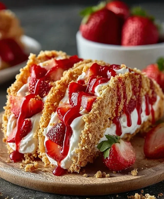 Strawberry Crunch Cheesecake Tacos
