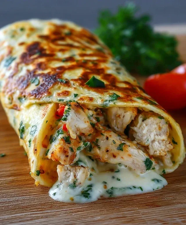 Low Carb Cheesy Garlic Chicken Wraps