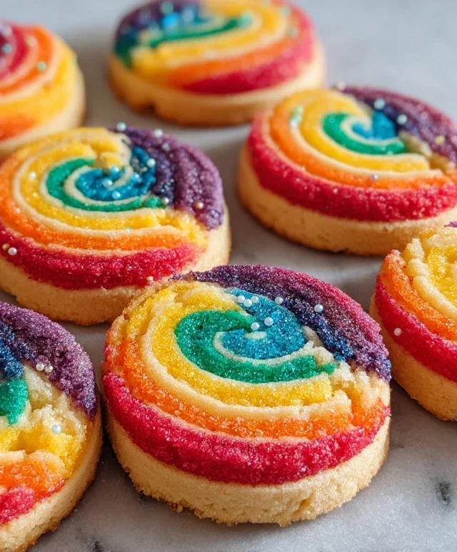 Piped Rainbow Shortbread Cookies
