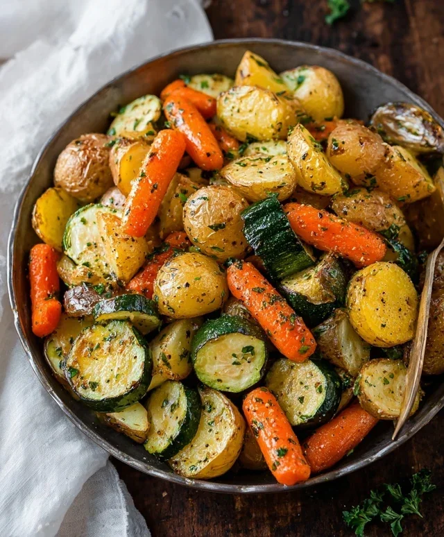Garlic Herb Roasted Potatoes Carrots and Zucchini