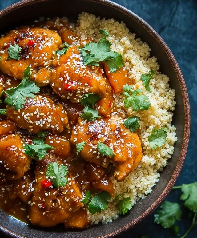 Sweet and Sticky 3 Ingredient Apricot Chicken with Cauliflower Rice