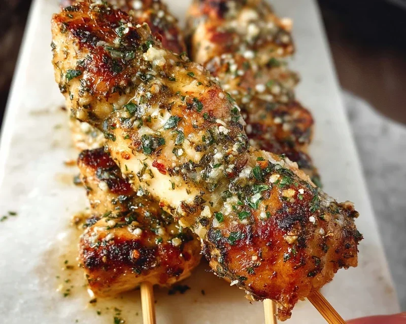 Garlic Parmesan Chicken Skewers