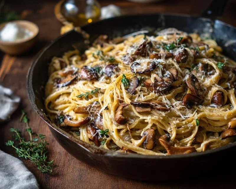 Caramelized Leek and Mushroom Gruyere Pasta