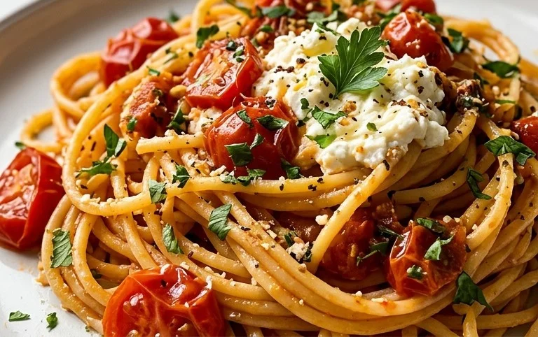 Roasted Tomato and Garlic Ricotta Pasta