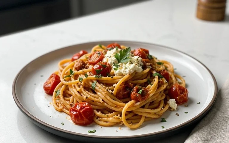 Roasted Tomato and Garlic Ricotta Pasta