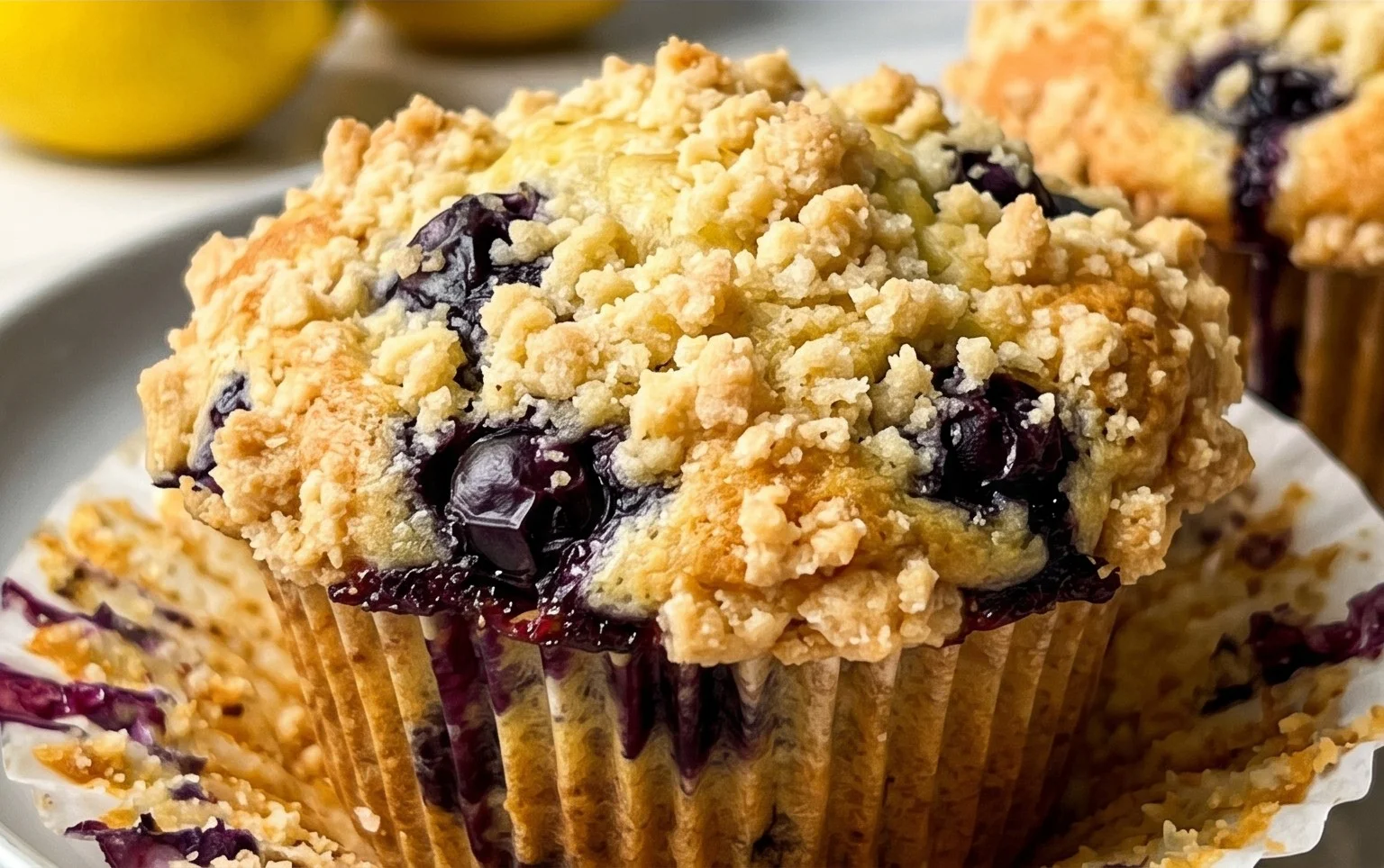 Lemon Blueberry Streusel Muffins